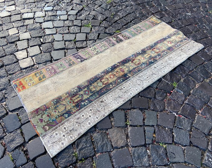 Boho decor, Turkish rug, Vintage rug, Runner Rug, Home decor, Wool rug, Handmade rug, Carpet, Kilim | 68 x 158 cm = 2,2 x 5,1 ft