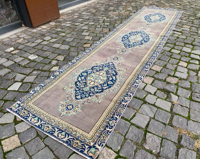 handmade area rug  turkish handmade rug bedroom rugs  turkish rug vintage area  antique rug  floral rug | 83 x 343 cm = 2,7 x 11, ft