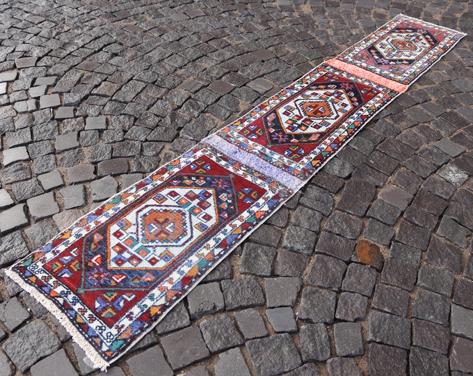 Turkish rug, Vintage rug, Runner Rug, Hallway rug, Wool rug, Handmade rug, Carpet, Kilim, Home decor | 1'4''x 9'1'' !! 44 x 281 cm