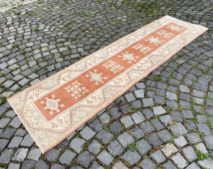 Handmade wool rug, Bohemian runner rug, Home decor, Turkish rug runner, Orange rug, Home decor 78 x 275 cm = 2,5 x 9,0 ft