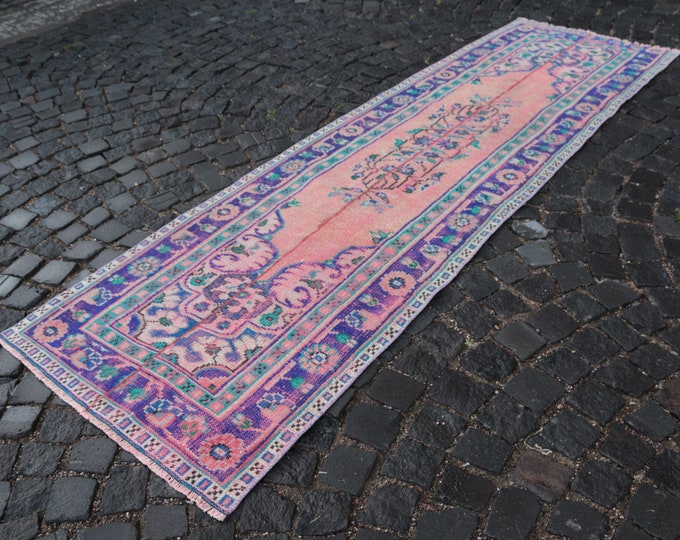 Bohemian rug, Turkish rug, Vintage rug, Runner Rug, Hallway rug, Wool rug, Handmade rug, Carpet, Kilim | 88 x 295 cm = 2,8 x 9,6 ft