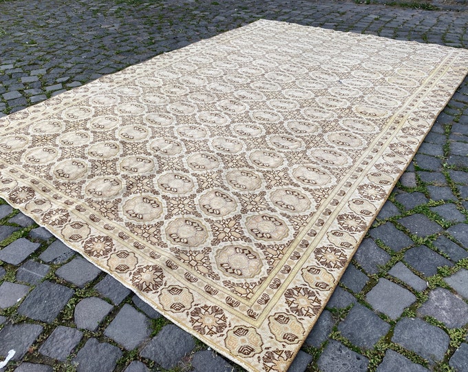 Bohemian large rug, Turkish large rug, Vintage rug, Oushak rug, Decor rug, Carpet | 181 x 275 cm = 5,9 x 9,0 ft