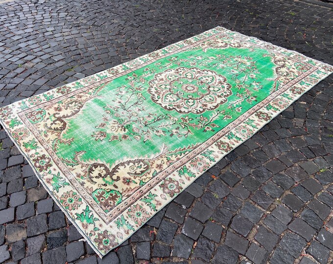 5,3 x 9,4 ft, Vintage rug, Antique Persian rug, Turkish rug, Oushak  rug, Wool rug, Handmade rug, Carpet, Kilim, Home decor | 162 x 288 cm