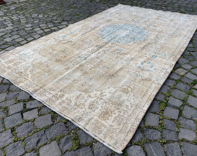 Blue Large rug, Oushak  rug, Turkish rug, Vintage rug, Wool rug, Handmade rug, Carpet, Kilim, Home decor | 163 x 285 cm = 5,3 x 9,3 ft