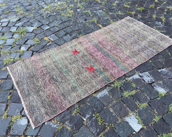 Vintage kilim, Anatolian rug, Bohemian rug, Kilim, Carpet, Handmade rug, Kitchen rug, Boho rug, Interior Décor | 67 x 161 cm = 2,1 x 5,2 ft