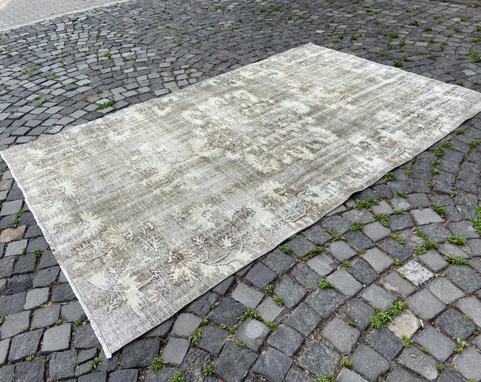 Turkish vintage handmade large rug, Bohemian wool carpet, Overdyed large rug rug 176 x 272 cm = 5,7 x 8,9 ft