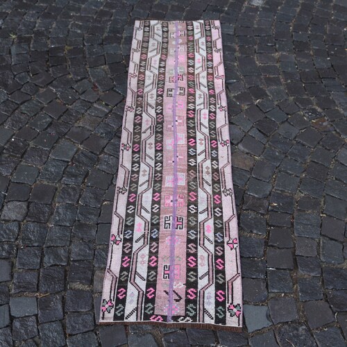 Bohemian rug, Turkish rug, Vintage shops rug, Runner Rug, Hallway rug, Wool rug, Handmade rug, Carpet, Kilim, | 55 x 203 cm = 1,8 x 6,6 ft