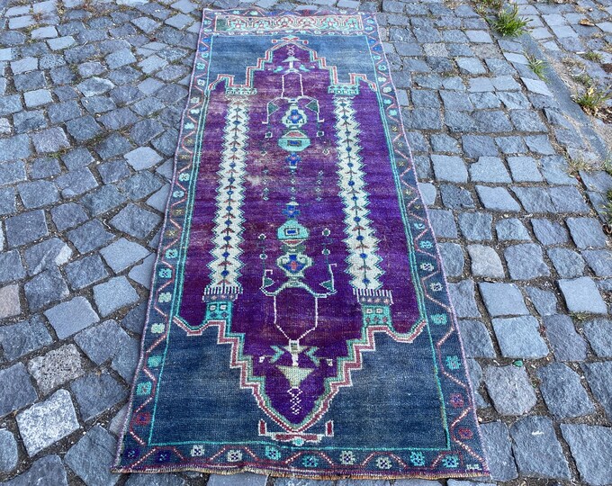 Oushak rug, Turkish vintage rug, Carpet, Bohemian runner rug, Decor rug, Hand-knotted rug | 2,3 x 6,1 ft