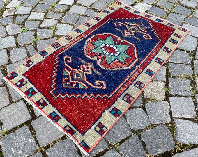 Turkish kilim, Vintage rug, Small Rug, Doormat, Home decor, Wool rug, Handmade rug, Carpet, Kilim |53 x 91 cm = 1,7 x 2,9 ft