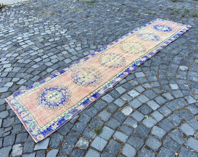 2,4 x 10,4 ft, Runner Rug, Turkish rug, Vintage rug, Hallway rug, Wool rug, Handmade rug, Carpet, Kilim, Home decor | 74 x 318 cm