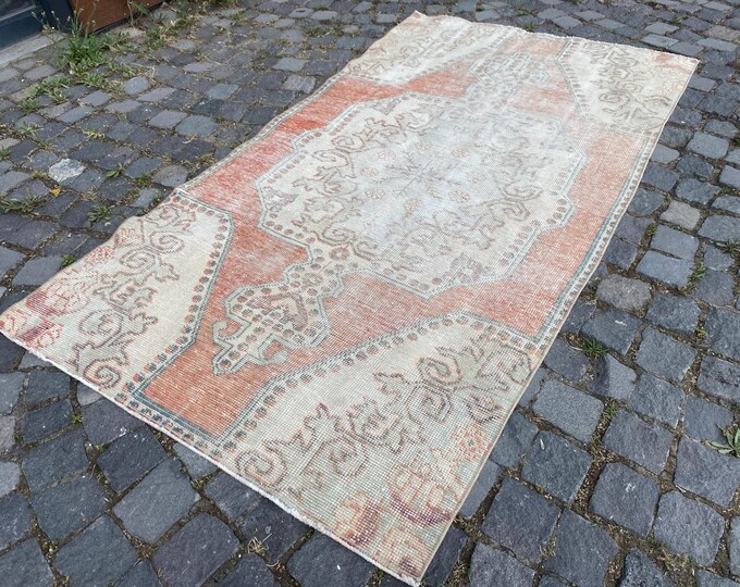 Turkish rug, Vintage rug,  Area rug , Wool rug,  Boho decor, Handmade Carpet 110 x 200 cm = 3,6 x 6,5 ft