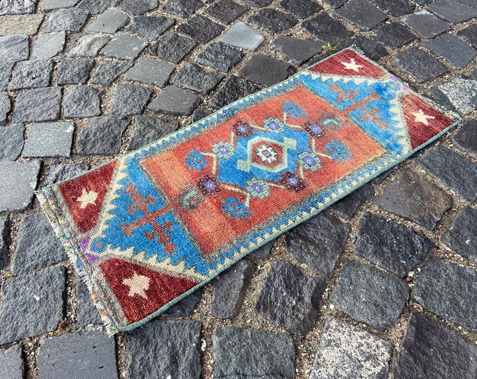 Special offer, Handmade rug, Turkish rug, Vintage rug, Small Rug, Doormat, Home decor, Wool rug, Carpet, Kilim | 32 x 77 cm = 1,0 x 2,5 ft
