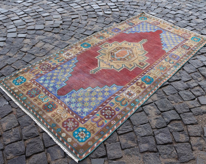 Turkish rug, Vintage rug, Area Rug, Home decor, Wool rug, Handmade rug, Carpet, Kilim | 96 x 194 cm