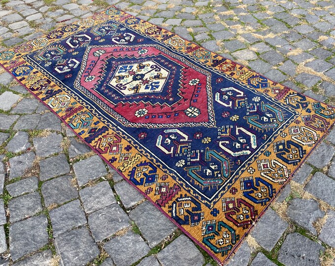 2,6 x 4,9 ft Bohemian rug, Area Rug, Turkish rug, Home decor, Vintage rug, Wool rug, Handmade rug, Carpet, Kilim 82 x 150 cm