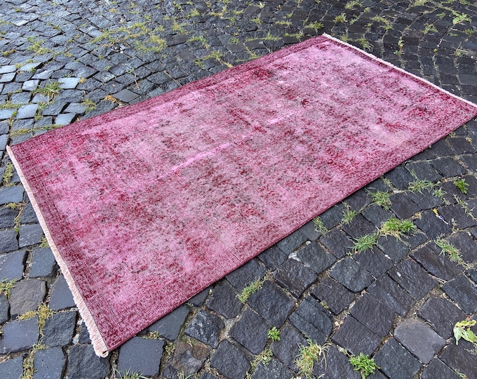 Area Rug, Turkish rug, Home decor, Vintage rug, Wool rug, Over-dyed rug, Handmade rug, Carpet, Kilim | 107 x 189 cm = 3,5 x 6,2 ft