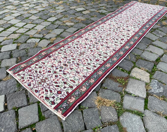 Vintage rug, Turkish rug, Runner Rug, Hallway rug, Wool rug, Handmade rug, Carpet, Kilim, Home decor | 49 x 187 cm = 1,6 x 6,1 ft