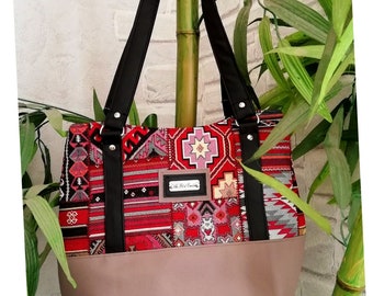 guadalupe bag, ethnic bag, shoulder bag, unique model, artisanal creation, hand sewn, French manufacture, Au fil d' Emilie