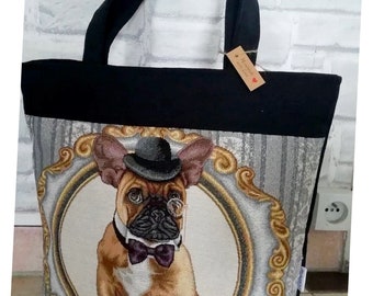 Grand sac cabas  bouledogue francais