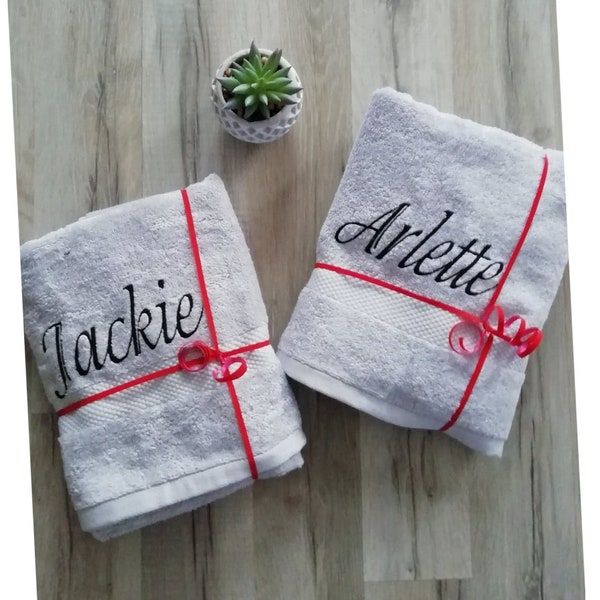 towel to personalized, customizable / bath sheet / embroidered / Bamboo cotton / Au fil d' Emilie