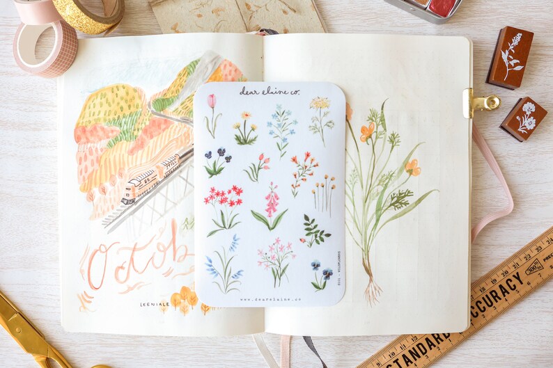 Wildflowers washi sticker sheets for bujo, bullet journals & planners image 3