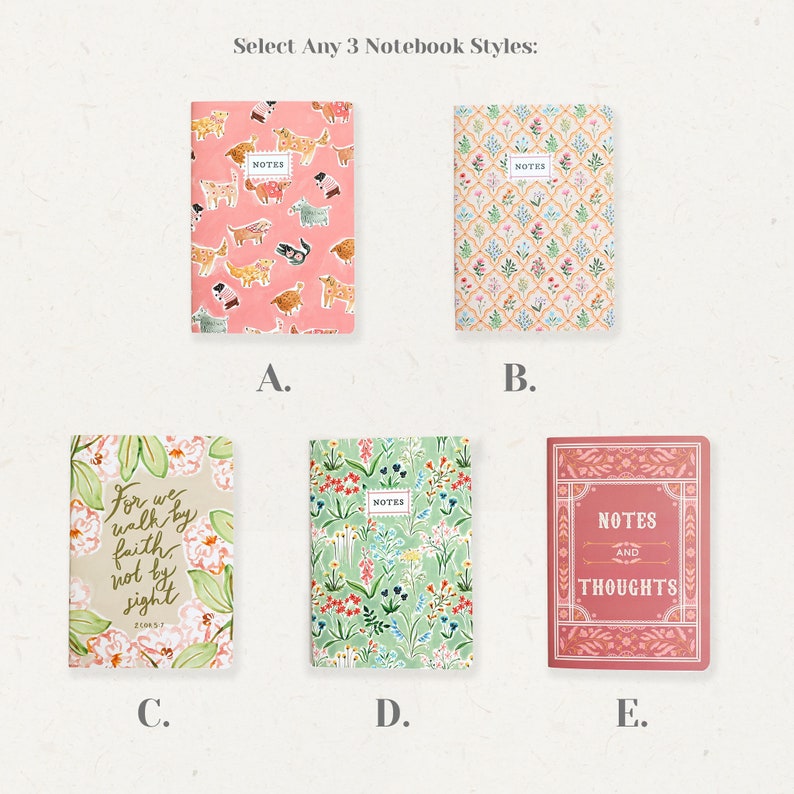 Notebook Set Build your own pack Stitched Lined Notebook, Note-taking, Back To School Notebook, Journaling, Flower Notebook image 3