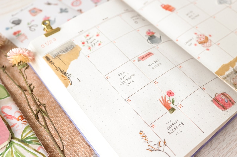 Wildflowers washi sticker sheets for bujo, bullet journals & planners image 2