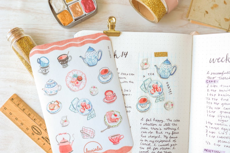 Let's Partea washi sticker sheets for bujo, bullet journals & planners image 2