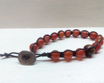 Confezione Regalo Bracciale Unisex Pietre dure 4mm Ematite e Corniola