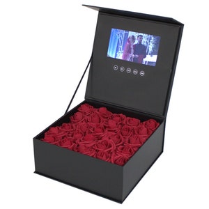 Geschenkbox mit Videobotschaft und Foto Inc Rosen - HD Bildschirm - Geburtstag, Valentinstag, Hochzeitstag