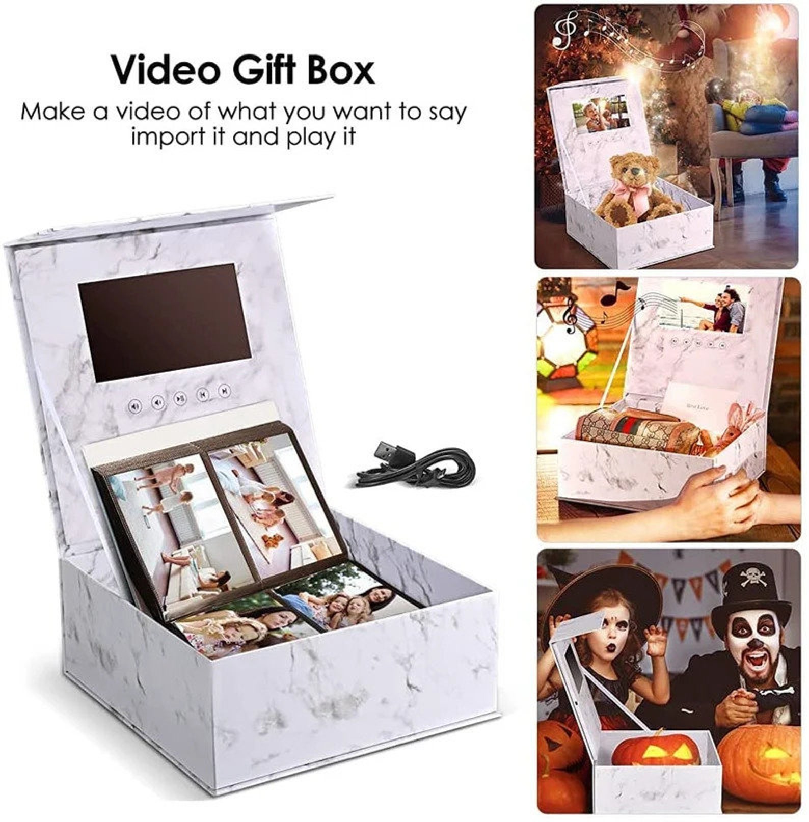 Gift Box With Video Message and Photo Inc Custom Text - HD Screen ...