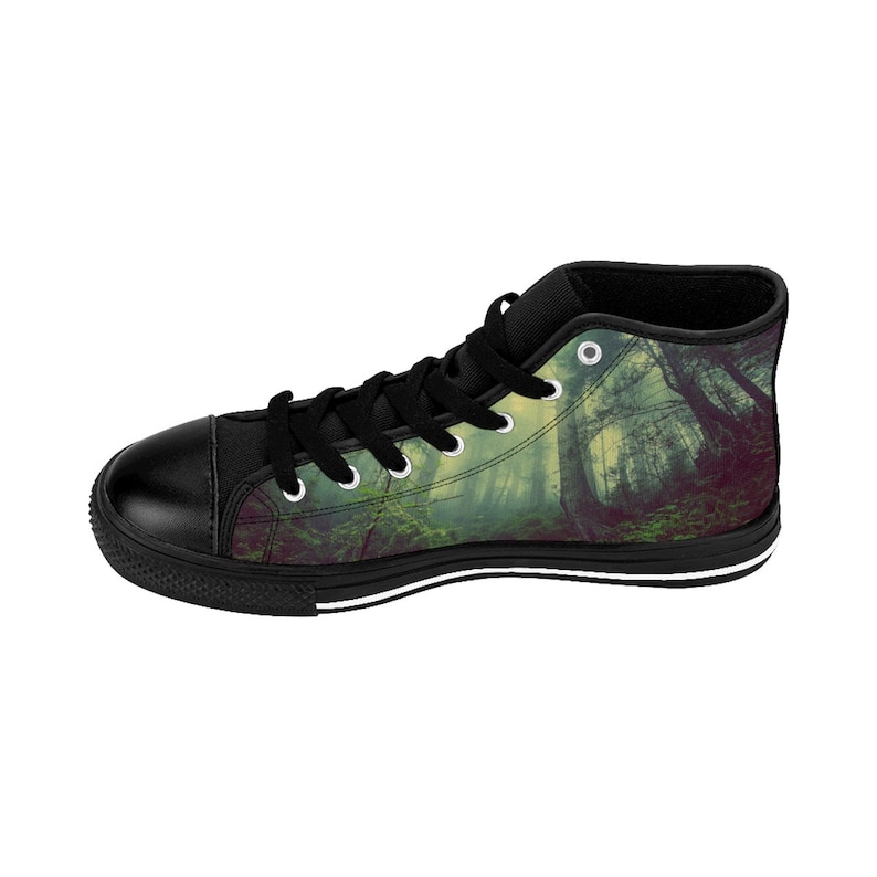 FOREST MORNING PRINT|mens high tops|basketball shoes|mens high top|unique sneakers|custom hi top|canvas trainers|training shoes|color design