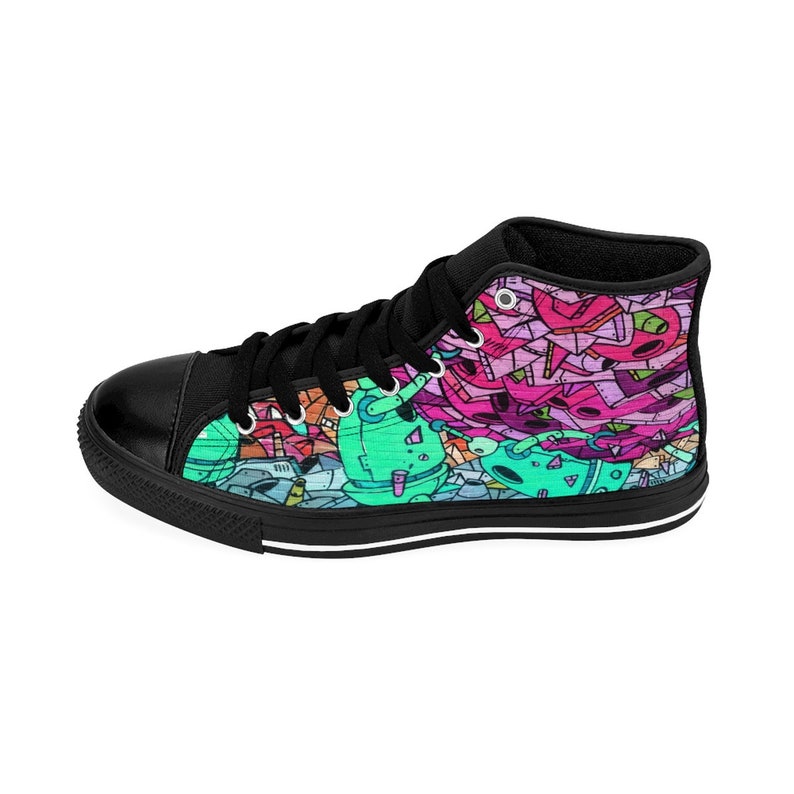 VAPORWAVE GRAFFITI|mens high tops|basketball shoes|mens high top|urban sneakers|custom hi top|canvas trainers|training shoes|street design