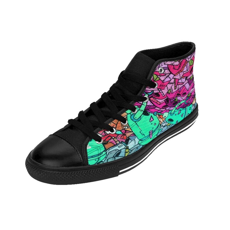 VAPORWAVE GRAFFITI|mens high tops|basketball shoes|mens high top|urban sneakers|custom hi top|canvas trainers|training shoes|street design