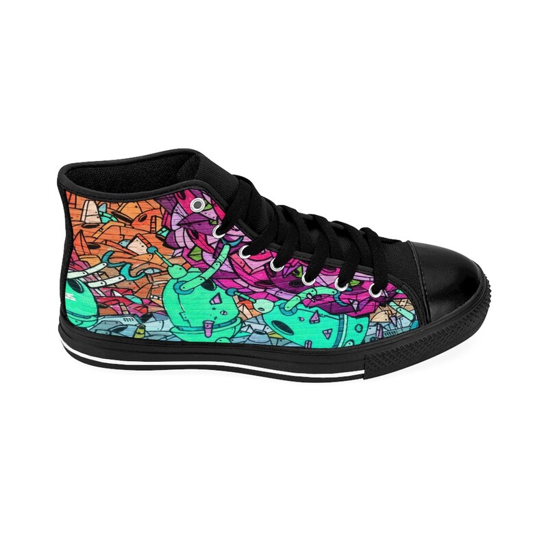 VAPORWAVE GRAFFITI|mens high tops|basketball shoes|mens high top|urban sneakers|custom hi top|canvas trainers|training shoes|street design