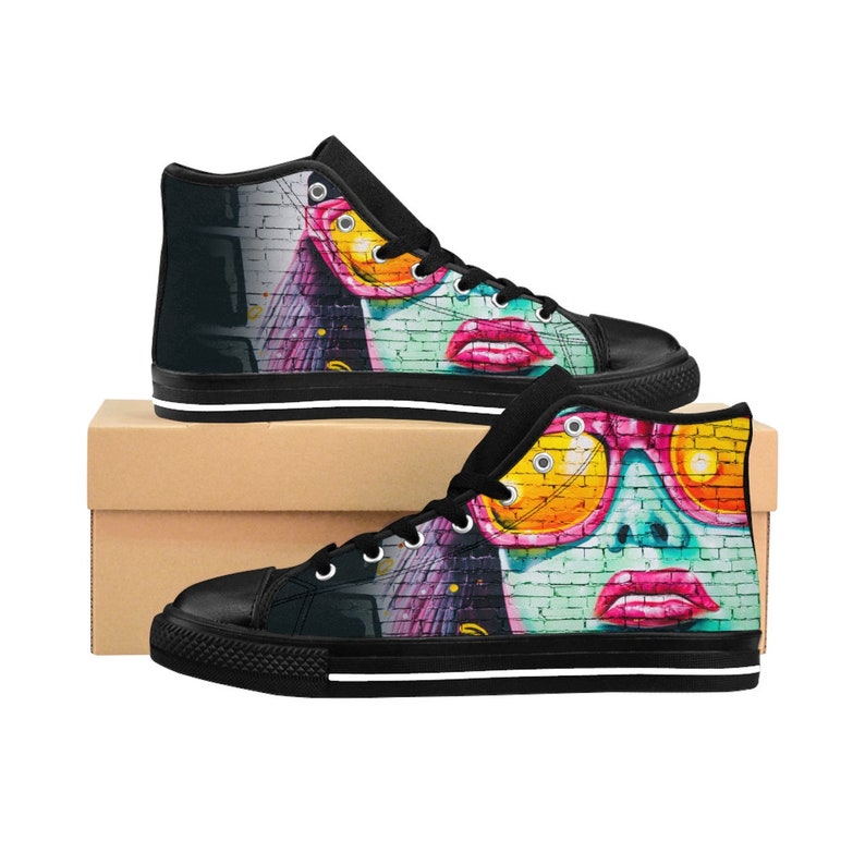 SUNGLASSES GRAFFITI|mens high tops|basketball shoes|mens high top|urban sneakers|custom hi top|canvas trainers|training shoes|street design