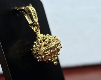 24k Gold Plated Traditional Croatian Jewelry, Dubrovnik Filigree Ball Pendant, Sterling Silver Ball Pendant, Ethno Wedding Jewelry