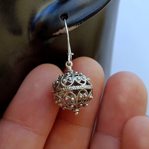 Traditional Croatian Hook Earrings, Oxidized Silver Earrings, Filigree Ball Earrings, Dubrovnik Earrings, Handmade Vintage Earrings