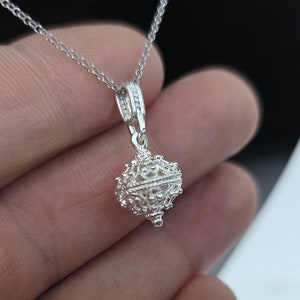 Traditional Croatian Dainty Filigree Ball Pendant, Dubrovnik Jewelry, Sterling Silver Ball Pendant, Mediterranean Vintage Ethnic Jewelry