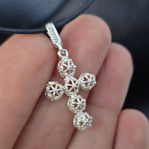 Traditional Croatian Cross Pendant, Minimalist Filigree Cross Pendant, Sterling Silver Dainty Metalwork Cross, Wedding Jewelry, Dubrovnik