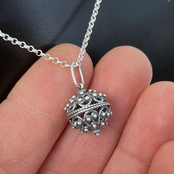 Traditional Croatian Jewelry, Ethnic Dubrovnik Jewelry, Sterling Silver Filigree Ball Pendant, Filigree Pendant, Silver Ball Pendant