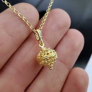 24k Gold Plated Traditional Croatian Jewelry, Dubrovnik Filigree Ball Pendant, Sterling Silver Ball Pendant, Ethno Wedding Jewelry