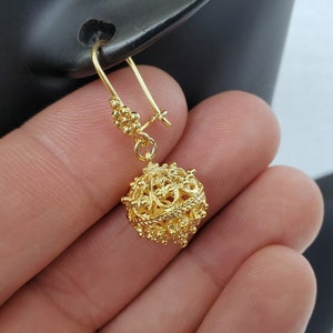 Traditional Croatian Filigree Ball Earrings, 24k Gold Plated Dangle Earrings, Dubrovnik jewelry Gold Plated Sterling Silver Everyday Jewelry