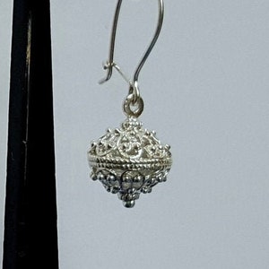Traditional Croatian Earrings, Dangle Hook Earrings, Silver Dangle Earrings, Dubrovnik Filigree Ball Earrings, Handcrafted Vintage Jewelry