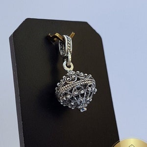 Traditional Croatian Dainty Filigree Ball Pendant, Dubrovnik Jewelry, Sterling Silver Ball Pendant, Mediterranean Vintage Ethnic Jewelry