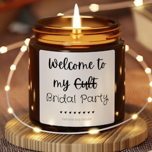 Soy Candle, Bridal Party Favors, Wedding Candle Gift, Bridesmaid Proposal, Custom Scented Candle, Personalized Bridal Shower Gift