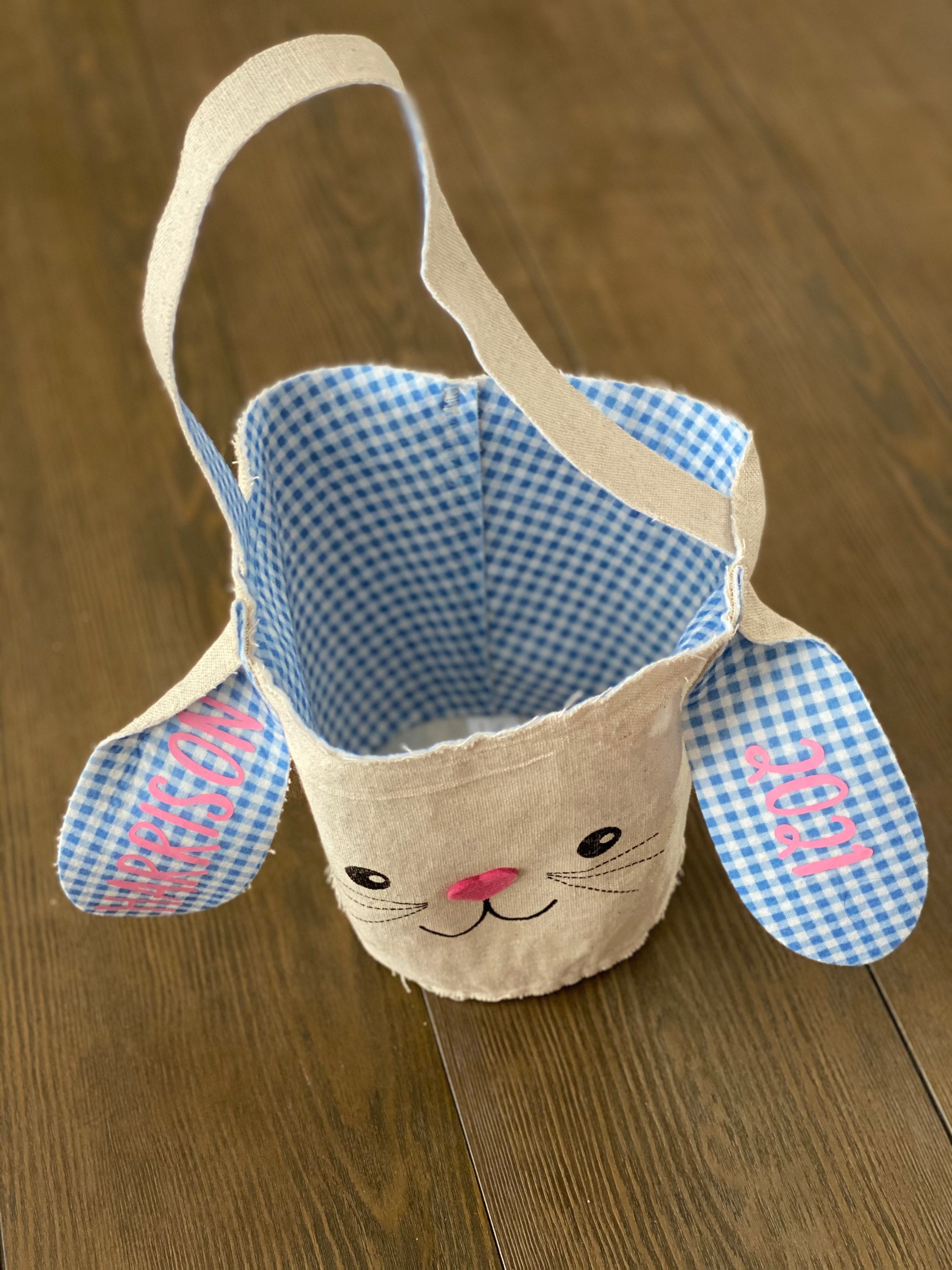 Personalized Easter Basket For Toddler,Woven Baby Easter Gifts Basket Handle Empty Bunny Egg Basket Girls Boys Kids Baby Basket Nursery Baby Shower Baske