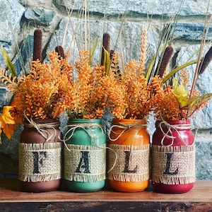 Handcrafted Fall Mason Jar Decor: Rustic Farmhouse Set