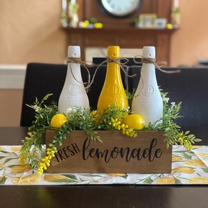 Fresh lemonade centerpiece. Lemon kitchen decor. Citrus kitchen decor. Lemons and succulents. Kitchen centerpiece. Lemon centerpiece. image 3