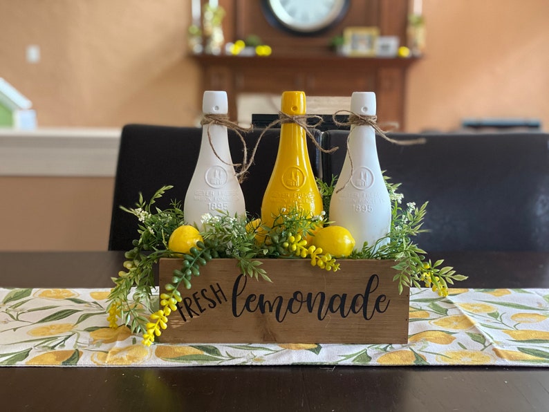 Fresh lemonade centerpiece. Lemon kitchen decor. Citrus kitchen decor. Lemons and succulents. Kitchen centerpiece. Lemon centerpiece. image 3