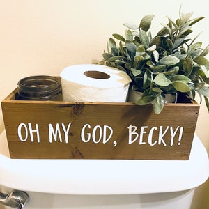 Oh my God Becky toilet paper holder. Toilet paper box. Toilet paper storage. Toilet box. Brown bow bathroom storage.